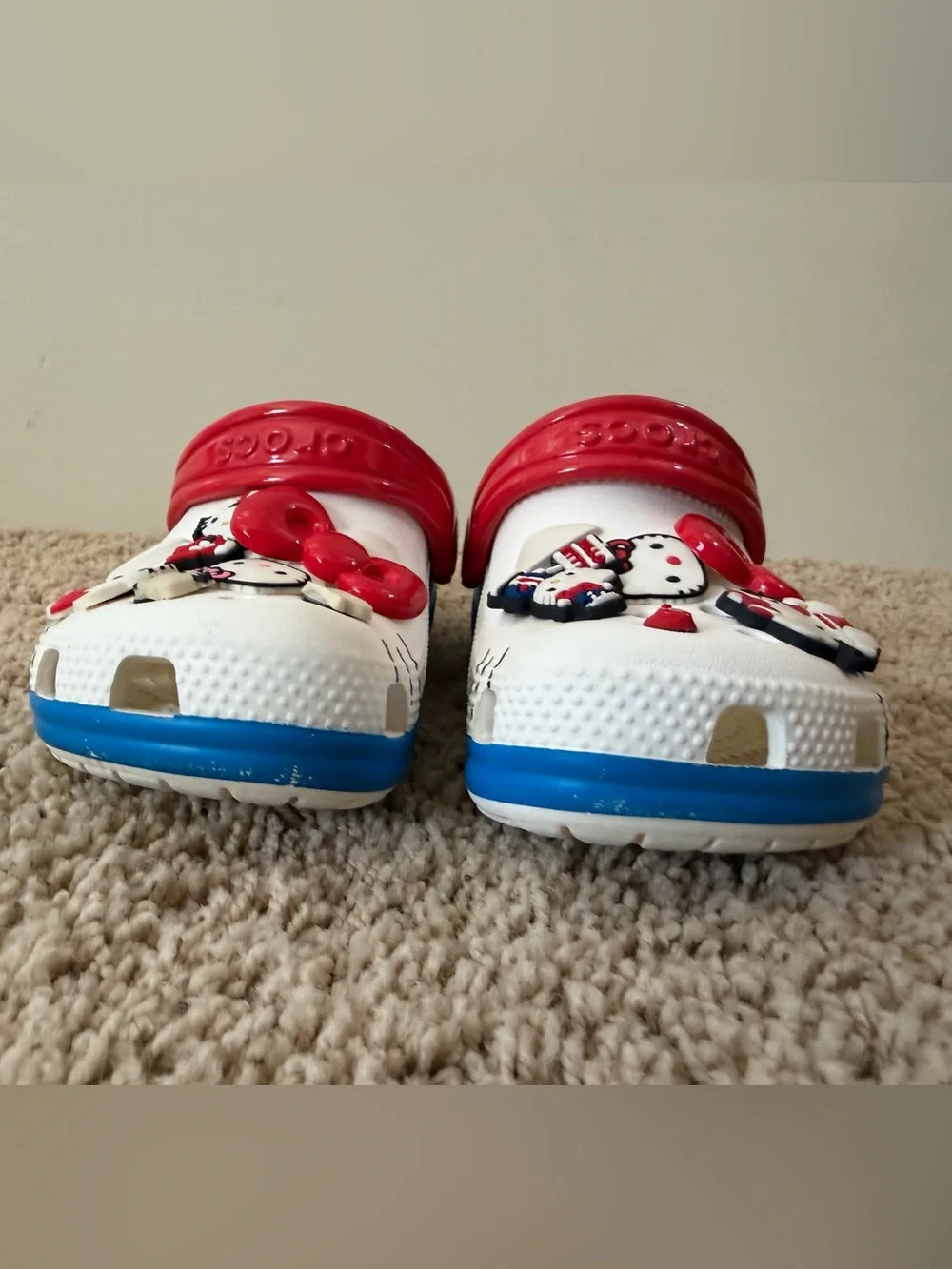 Hello Kitty 50th Anniversary Red, White and Blue Kids Slip-On Crocs